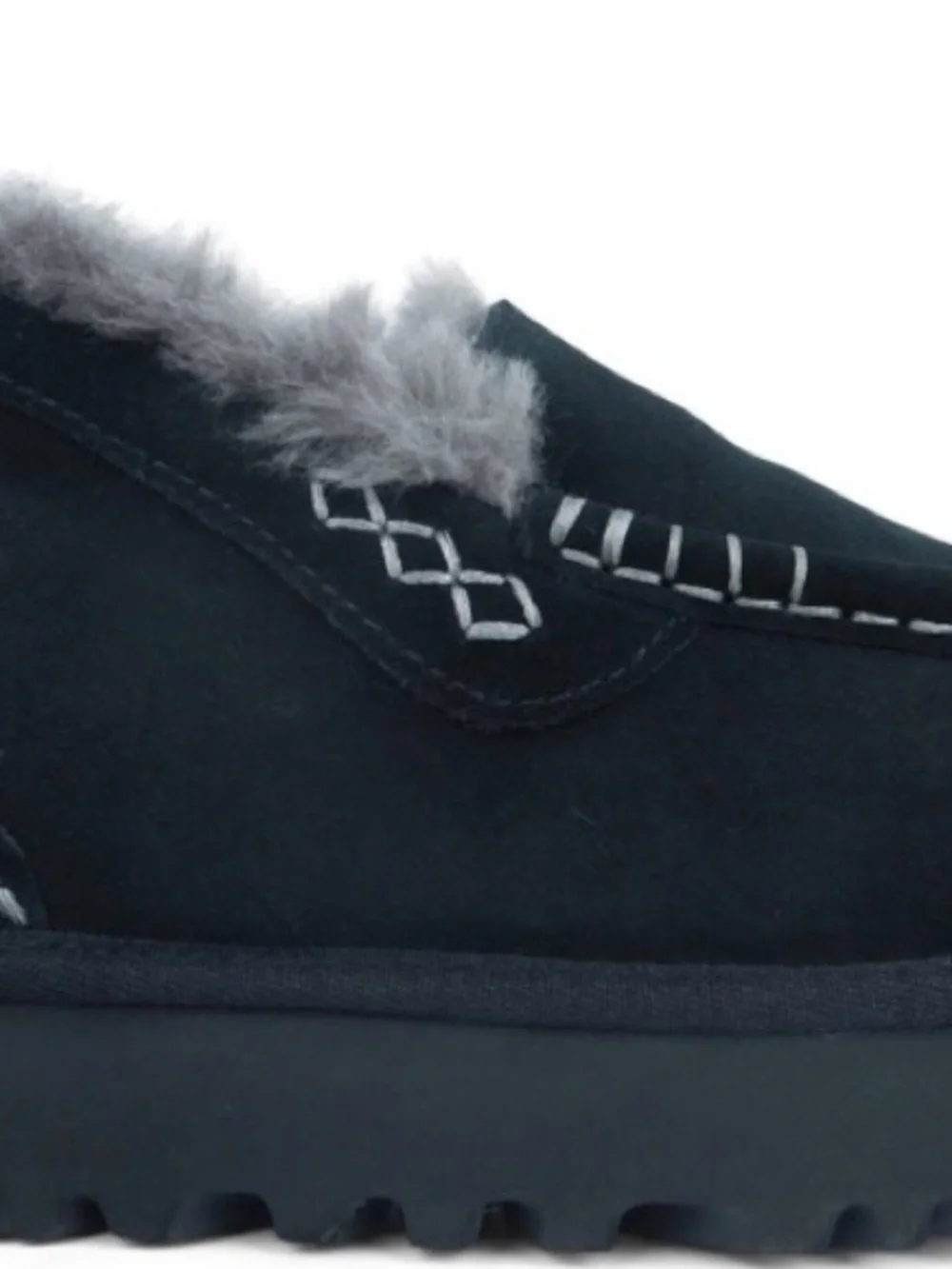 UGG Ansley Parc Black Suede Fur Slippers Womens Size 9 *NIB*